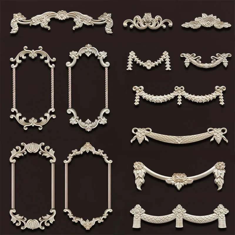 Lot De 4 Appliques Murales En Bois Sculpté – Non Peintes – Décoration Intérieure États-Unis