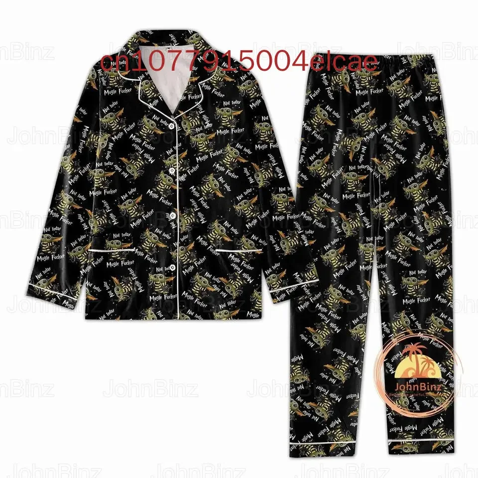 Baby Yoda Christmas Long Sleeve Pajamas Two-piece Set Men's and Women's Pajamas Women's Cartoon Pajamas Pants Set 3