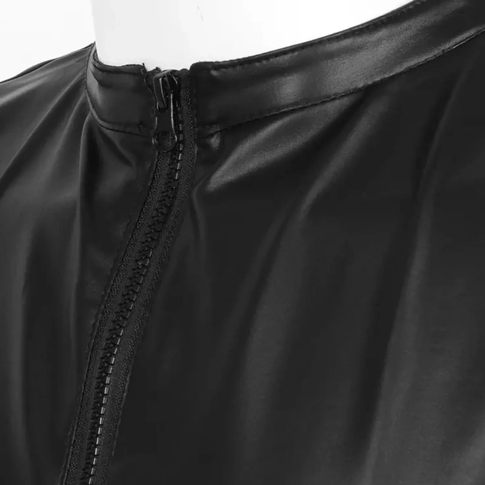 Men Hooded Tank Tops Wet Look Patent Leather Vest Sleeveless T-Shirt Zip Up Singlets Club Party Tee Tops tank top