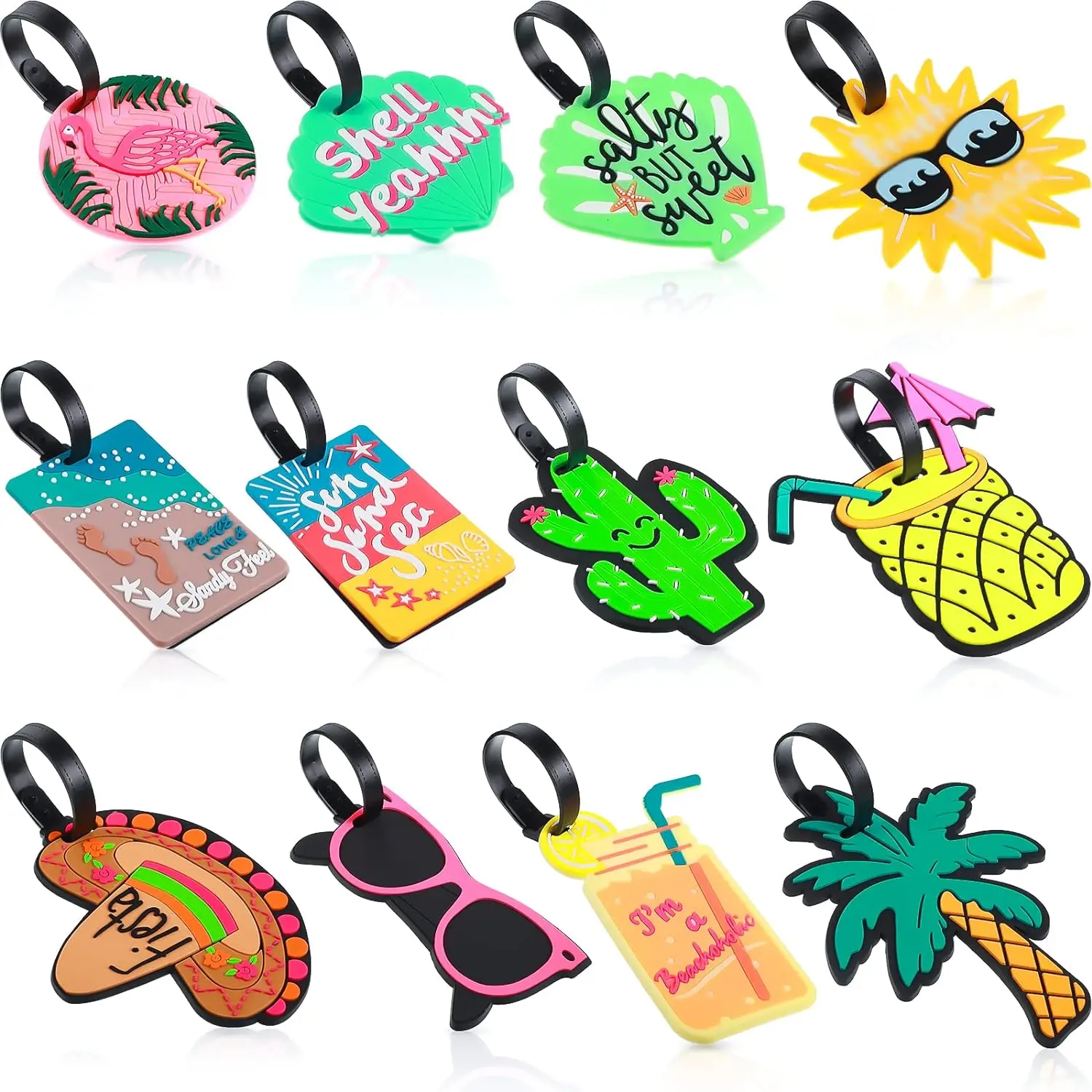 Funny Luggage Tags Cute Travel Baggage Bag Tags Beach Series Luggage Identifier Colorful Animal Suitcase Labels for Women Men