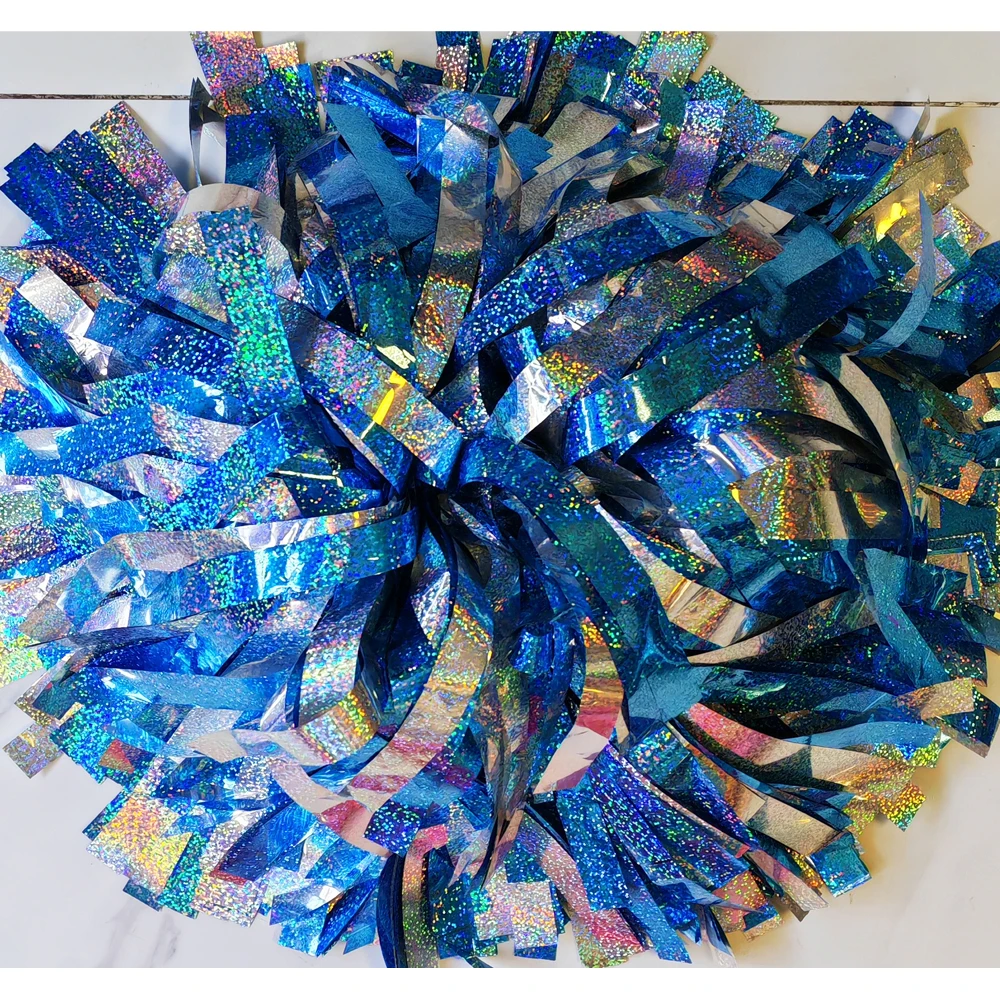 Cheerleader Pom Pom Metallic navy metallic black with holographic silver Mix Size and Color Baton Handle 1PIECE