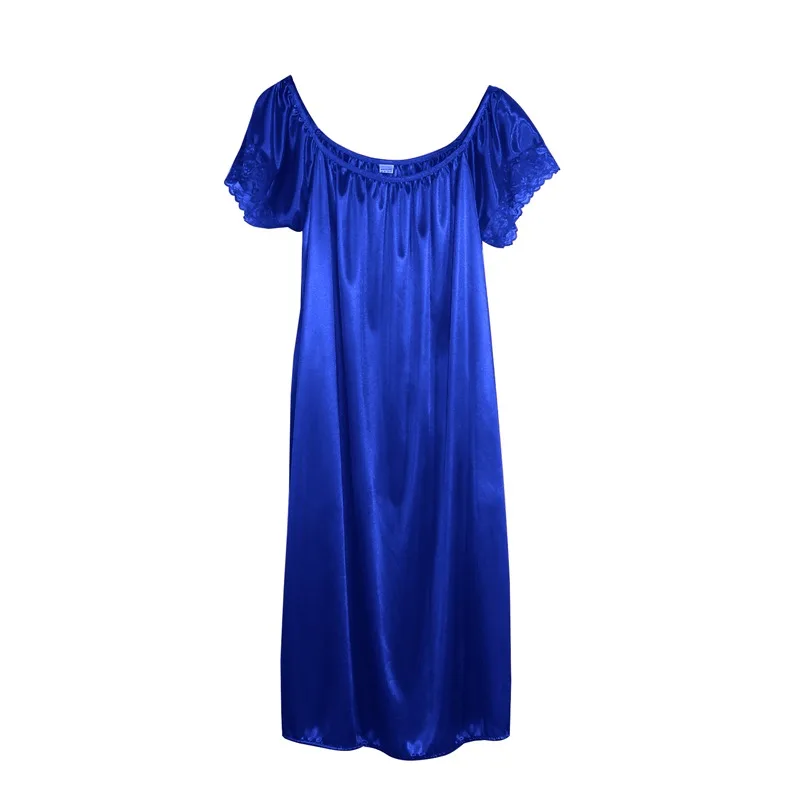 Summer Ice Silk Sleeping SkirtPlus Large Size Long Skirts Light Comfortable Women Sleeping Skirt Short Sleeve Extended Widened