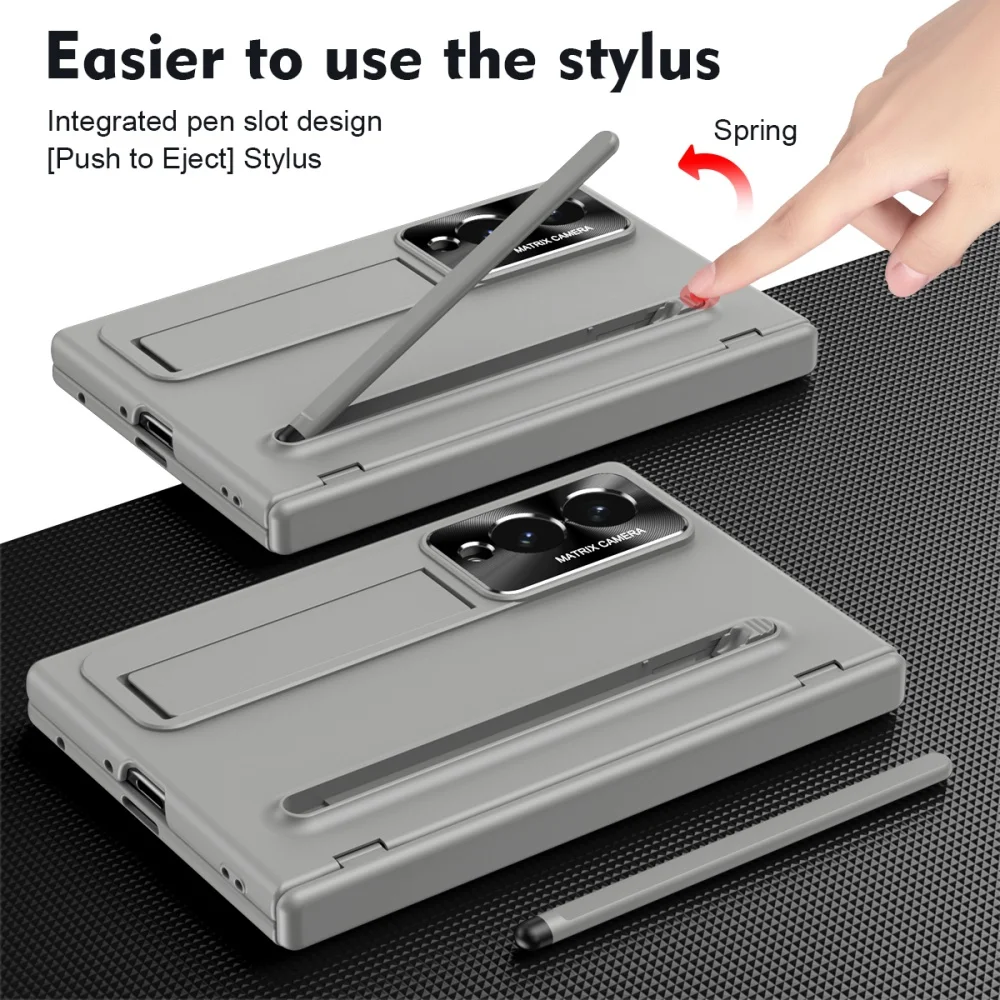 Enhanced Protective Case with Touch Pen, Glass Film, and Portable Stand - Trifold Design with Hinge Protection