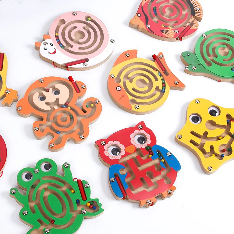 Puzzle Toys Wooden Puzzles Wooden Toys Magnetic Puzzle Toys Board Game Toys Baby Montessori Educational Toys Children Magnetic Track Maze Balance Board Wooden Puzzle Game Labyrinth Baby Toys 0-12 Months