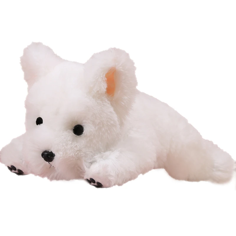 Adorable West Highland Terrier Plush Toy 30-65cm Fluffy White Soft Stuffed Puppy Lifelike Dog Animal Appease Doll Gift