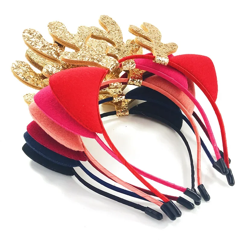 Glitter Antlers Christmas Headband Party Girls Kids DIY Little Deer Horn Headwear Christmas Party Hair Accessories Supplie
