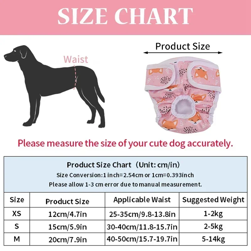 Washable Dog Diapers Physiological Pants Cute Cartoon Print Female Dog Diaper Underwear Dog Sanitary Panties pañales para perros - 6