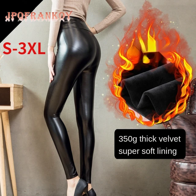 PU Light Matt Leather Pants Women Thin Plus Velvet Padded Leggings Wear New  High Waist Tight Pants In Autumn/winter - AliExpress