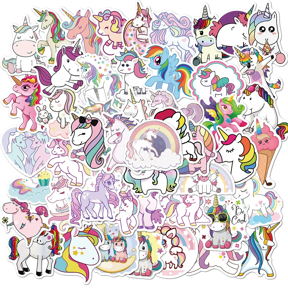 

10/30/50PCS Cute Cartoon Unicorn Sticker DIY Album Diary Decorate Stationery Scrapbooking Waterproof Stickers