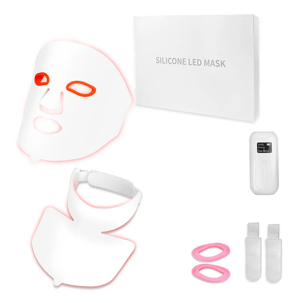 

2023 New Design Flexible Silicone Facial Neck Skin Care PDT Photon Red Light Therapy 7 Color Rechargeable LED Face Mask