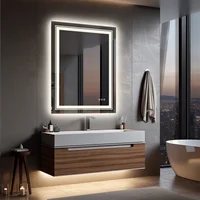 LUVODI Luxury Crystal Clear LED Bathroom Mirror IP65 Waterproof Dimming Makeup Dressing Mirror with Double Lights 1