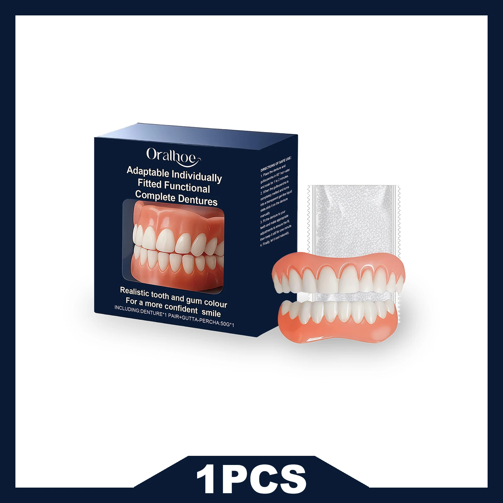 ORALHOE Adaptable Fitted Functional Complete Dentures Comfortable Fit Easy to Clean & Maintain Anti-wear Long-lasting Stable