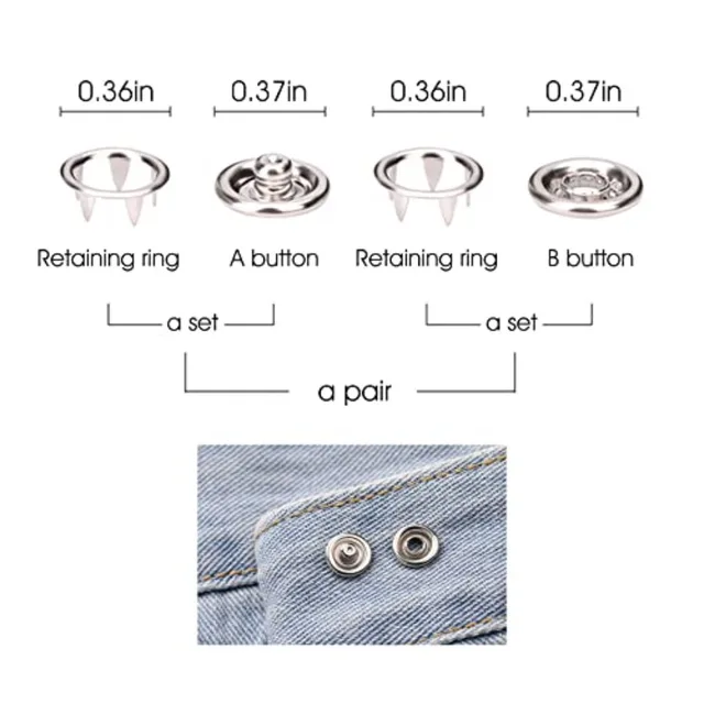 100 Sets Metal Snaps Buttons with Fastener Pliers Press Tool Kit Perfect for DIY Crafts Clothes Hats and Sewing, Snap Button Fa