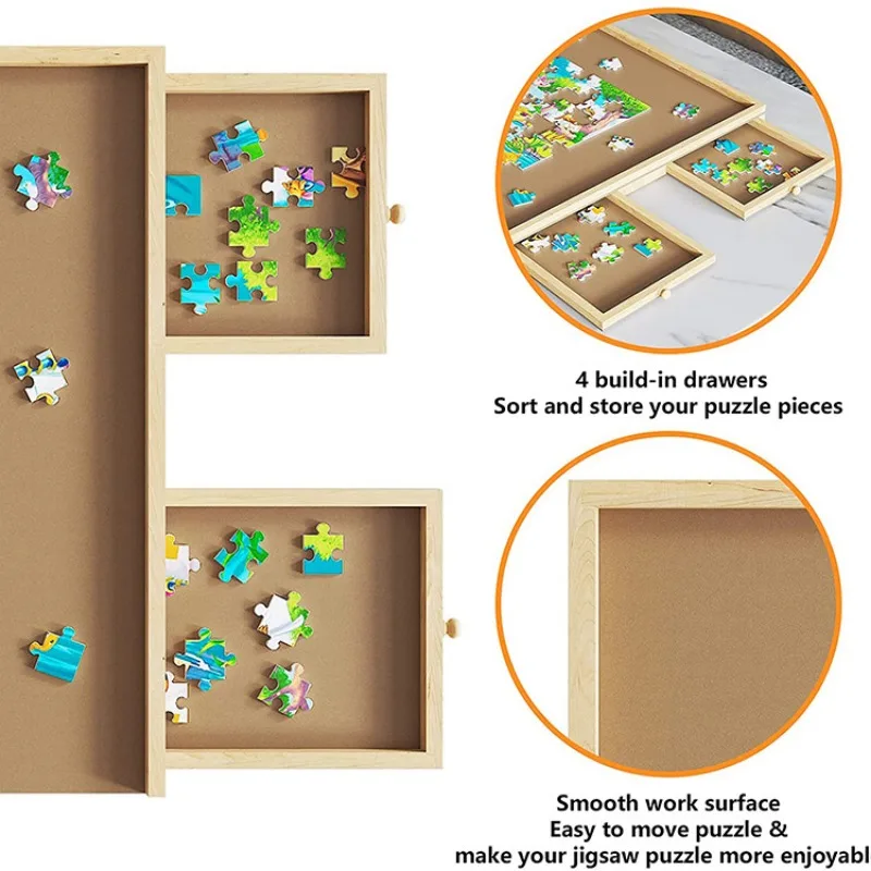 Wooden Puzzle Table with Drawers - Perfect for 1000 Piece Puzzles and Fidget Toys 6