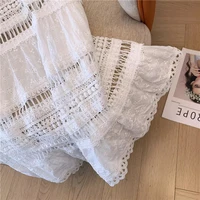 Embroidery Eyelet Cut-out Maxi Skirt White Cotton Semi Sheer Flowy Long Skirt Women Boho Summer Vacation Fairycore Outfit - Image 3