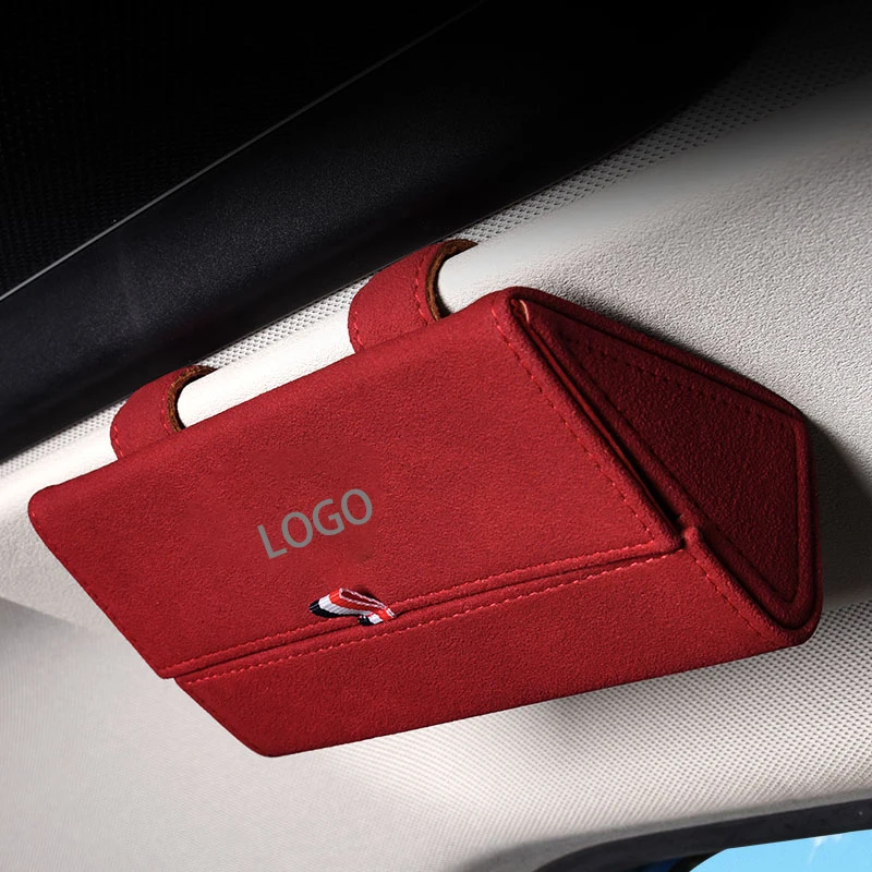 

1PC Car Glasses Case Sunglasses Holder Sunshade Clip For COOPE R R56 R 55 R 60 F 60 F 54 Auto Interior Universial Red Brown
