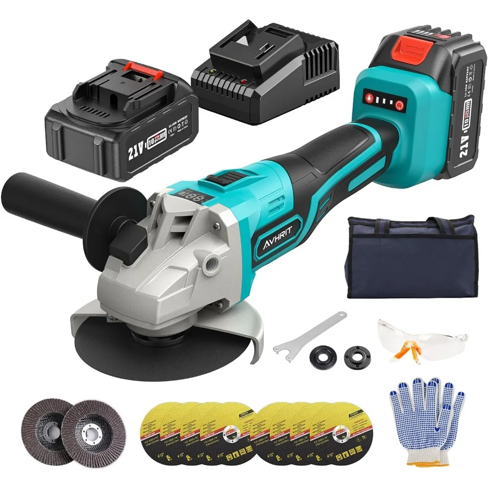 

Avhrit Cordless Angle Grinder, 21V Power Angle Grinder Tools with 4.0Ah Battery & Fast Charger, 9000RPM Brushless Motor Metal Gr