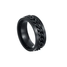  Ins Fashion Women Rotatable Chain Link Men's Spinner Ring Stainless Steel Chain Link Men's Titanium Steel Corkscrew Ring Gift 