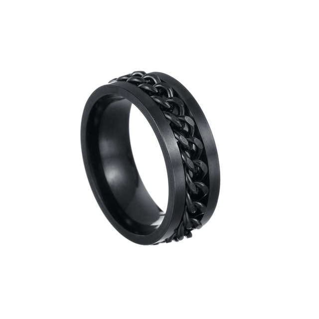 Fashion Women Rotatable Chain Link Men's Spinner Ring Stainless Steel Chain Link Men's Titanium Steel Corkscrew Ring Gift