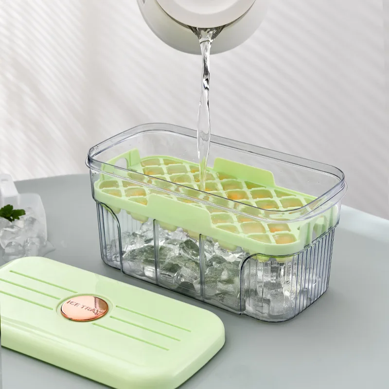 

Large Capacity Transparent Ice Storage Box with Lid, Food Grade, Double-Layer Ice Grid, Making Mold, Lazy Ice Grid