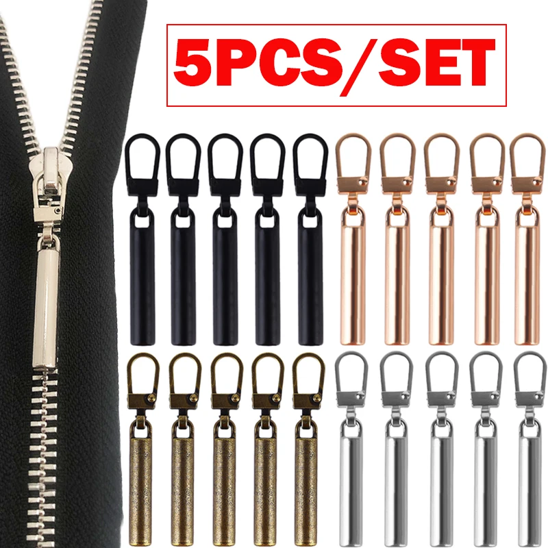 

5pcs Detachable Metal Zipper Pullers for Zipper Sliders Head DIY Clothes Zippers Pull Replaceable Repair Kits Bag Accessories