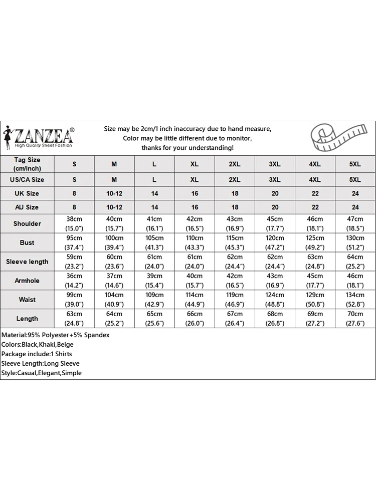 ZANZEA-قمم فانوس طويلة الأكمام ، قميص فضفاض برقبة...