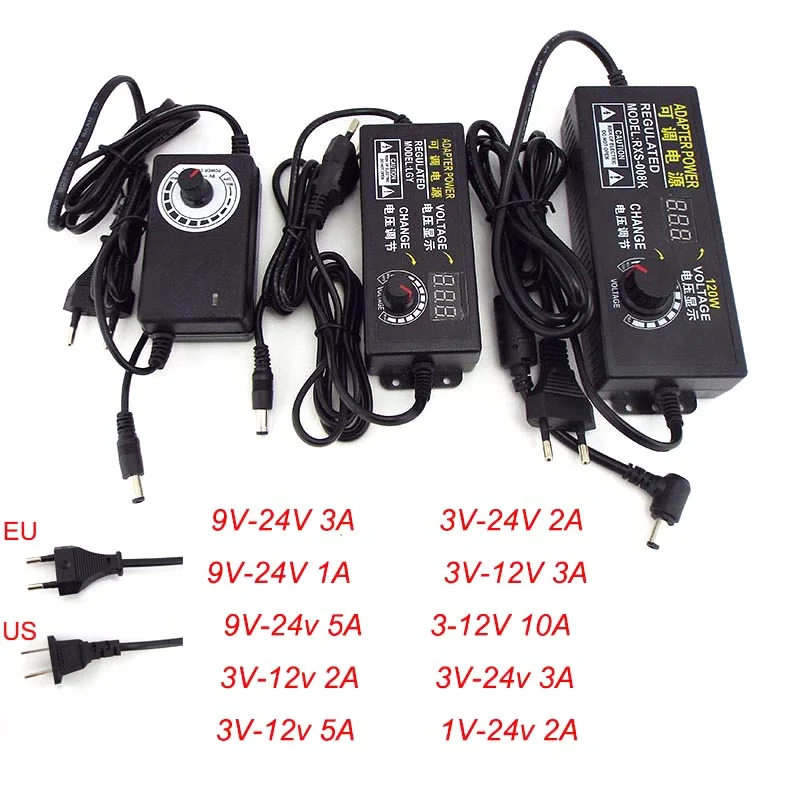 Adaptador ac dc Ajustável Várias Fontes dc de Tensão 1v24v 3v36v 3v-24v 24v-36v 5v12v Tira Conduzida 3v-12v para 2835 5050 5730