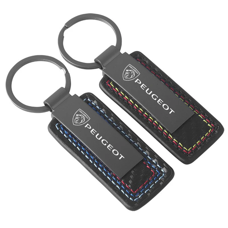 【Llife】LEATHER KEY CHAIN Leather Car Key Chain Anti-loss Keyring For Peugeot 307 308