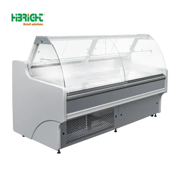 R290 Refrigerant Electronic Controller Free Standing Supermarket Curved Glass Refrigerator Service Over Counter With LED Lights