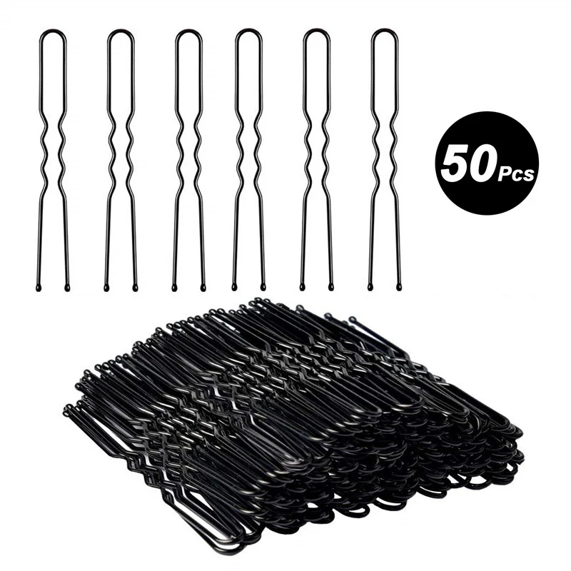 Women Hair Waved U-Shaped Bobby Pin Barrette Salon Grip Clip Bridal Hairpins Black Metal Hair Accessories For Bun Maker Wholesal massage couch folding moxibustion whole body household massage bed eyelash beauty salon special