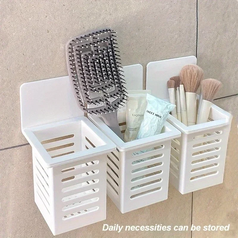 Wall Mounted Toothpaste Holder Drain Rack Self-adhesive Toothpaste Toothbrush Storage Rack Bathroom Daily Necessities Organizer toothbrush holder bathroom storage rack