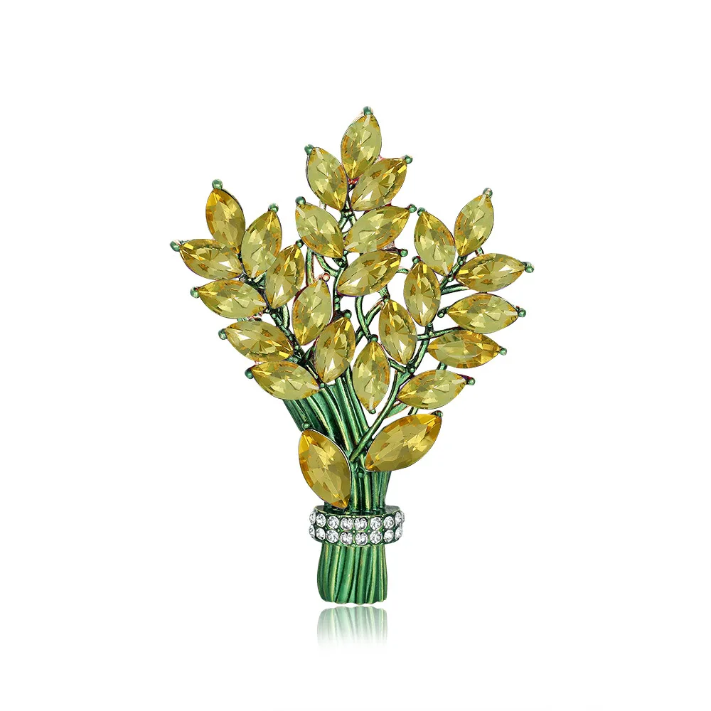 Broche Bouquet De Lavande - Métal Doré Avec Pierre Violette Et Strass - Neuf Sans Emballage