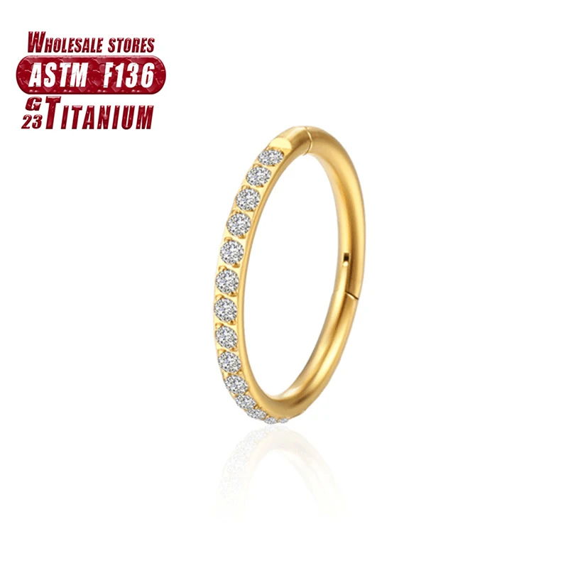 F136 Titan-Piercing, doppellagig, dreilagig, mit Scharnier, 16 g, Zirkon-Nasenring, Helix-Knorpel, CZ, kleiner Knorpel, Septum-Clicker – Detail 7