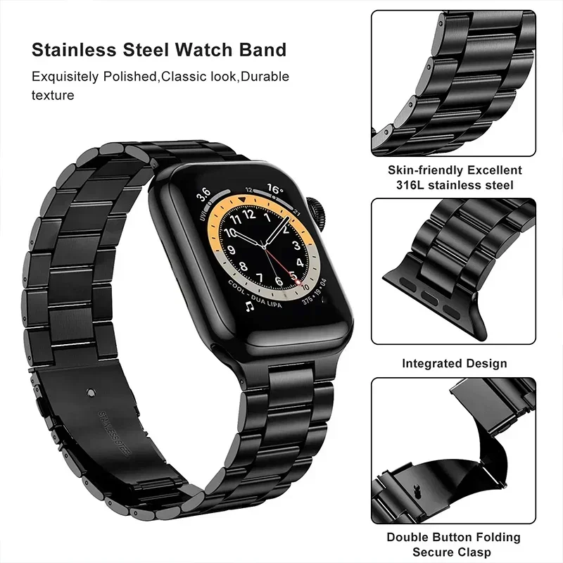 Elegant Stainless Steel Watch Strap - Premium Metal Bracelet Band
