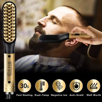 Professional Hot Comb Hair Straightener Brush Men Beard Hair Straightening Brush Wet Dry Use Quick Hair Styler 1