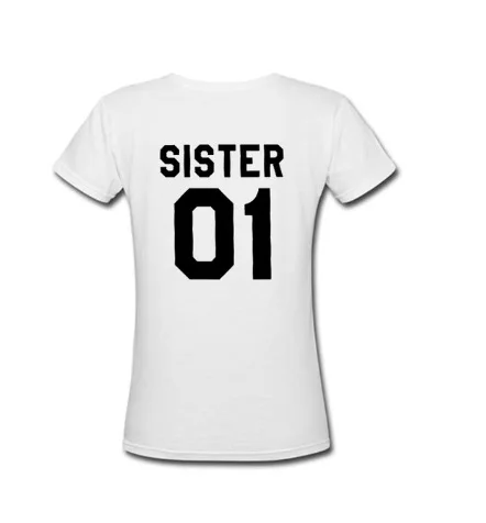 Sister 01 02 Letter Print Women T Shirt Short Sleeve O Neck Loose Friends\' Tshirt Summer Women Tee Shirt Tops Camisetas Mujer