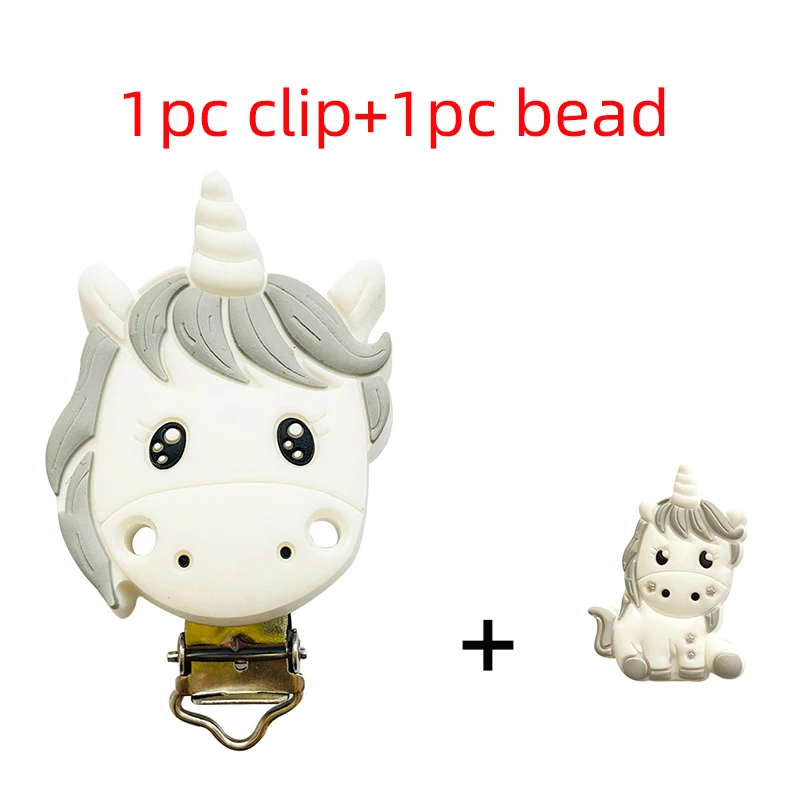 2pc/ set of BPA cartoon animal silicone teething toy fox panda elephant food-grade silicone nipple necklace clip baby toy gift 4