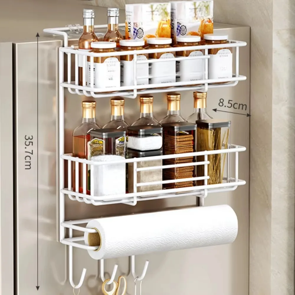 Magnetic Shelves for Side of Refrigerator Spice Storage Rack Kitchen Refrigerator Side Shelf Space Saving Kitchen Fridge Shelf 4