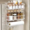 Magnetic Shelves for Side of Refrigerator Spice Storage Rack Kitchen Refrigerator Side Shelf Space Saving Kitchen Fridge Shelf 4