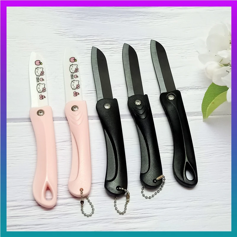 Hellokitty Céramique Pliant Maison Couteau Fruit Kawaii Sanrioed Anime  Cartoon Series Exquis Voyage Portable Food Knife Peeler