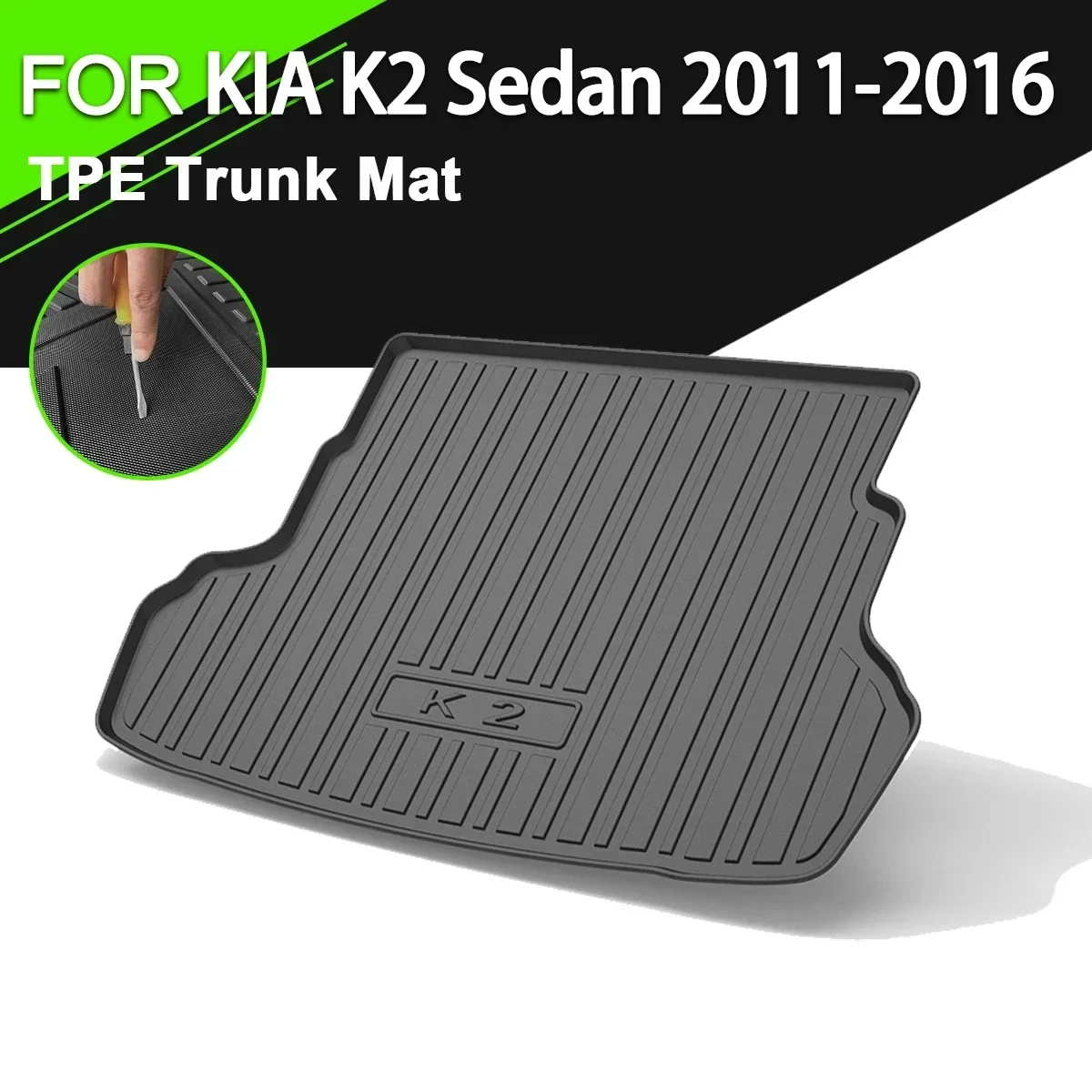 

Car Rear Trunk Cover Mat TPE Waterproof Non-Slip Rubber Cargo Liner Accessories For KIA K2 Sedan 2011-2016