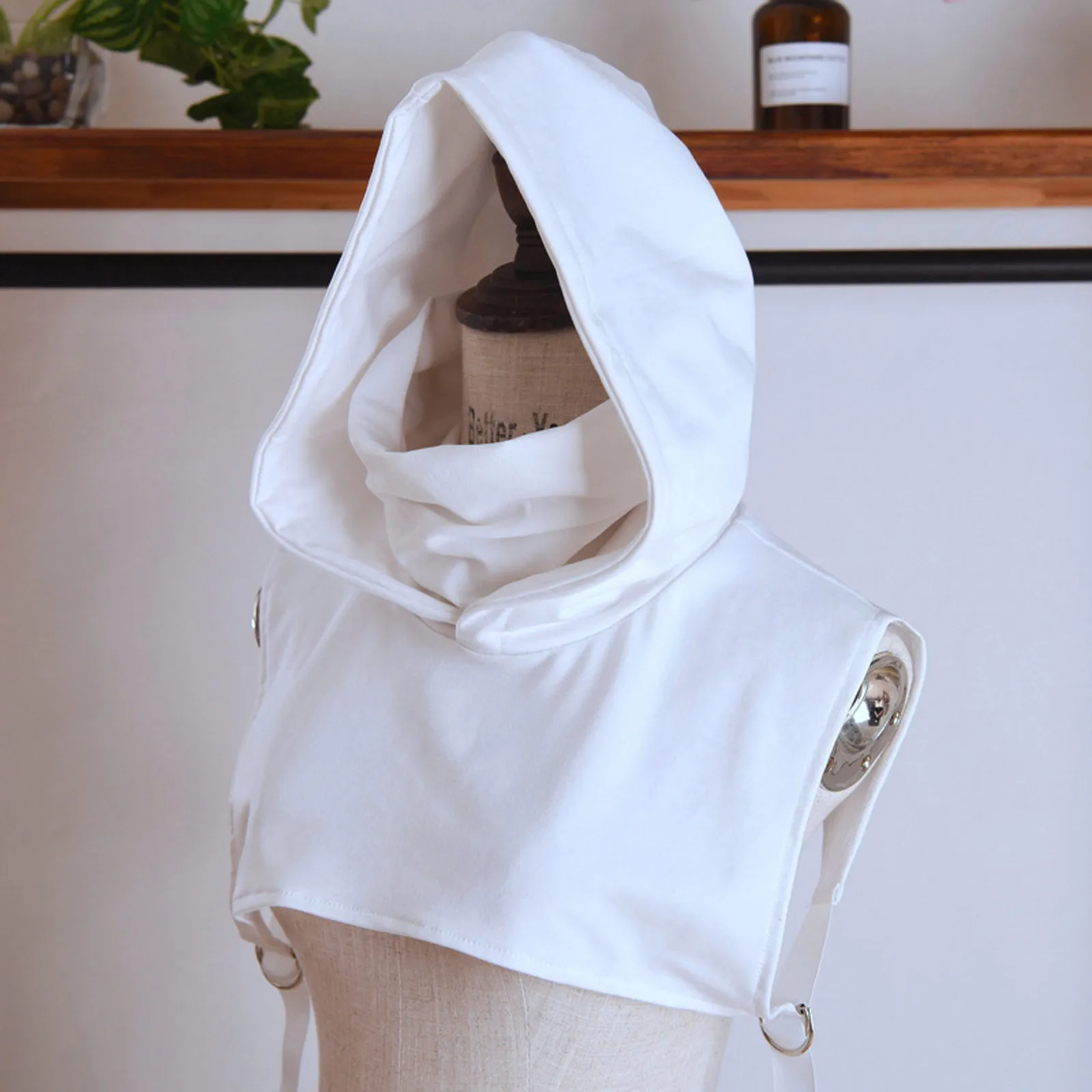 

Hooded Fake Collars Sweater Hat Detachable Collar Drawstring Caps Adult Men Women Student Black White Cool Crop Top Short Coat