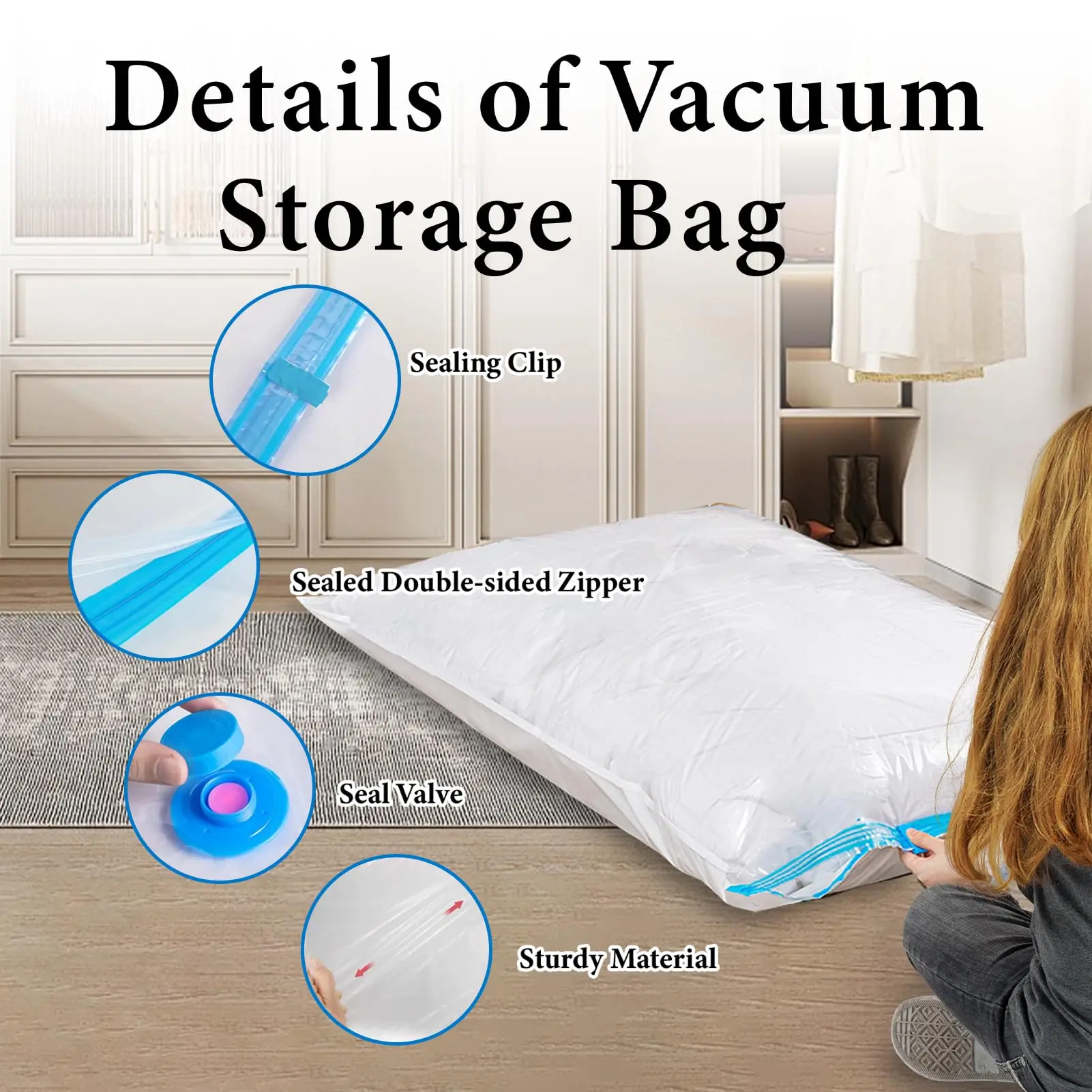 6 Pack Vacuum Storage Bags  Space Saver Bags Vacuum Sealer Bags for Clothes Comforters Blankets Bedding Home Travel Organizer 5