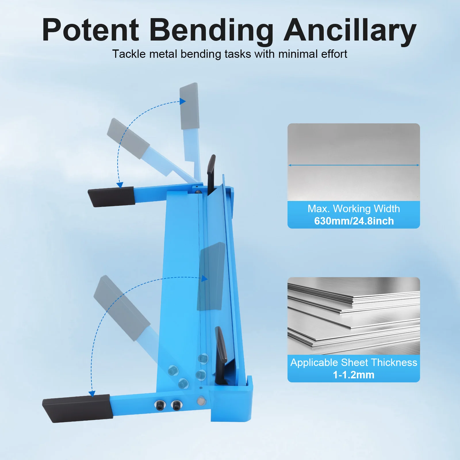 Manual Pipe Bender 630MM Metal Bending Tool for Round Square Pipe 0-120° Degree Adjustable Angle with Sturdy Bolt Construction