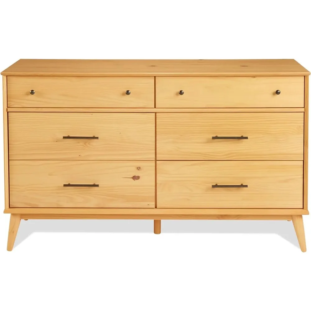 Mid-Century Solid Wood Dresser, 3/6 Drawers Storage Dresser for Living Room Bedroom 5