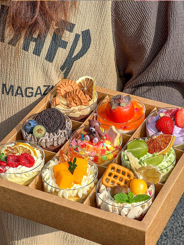 Four by Six by Nine Grid Transparent Cake Box Dessert Pastry Container for Afternoon Te... - SKU GTCB1002 - UGI Packaging