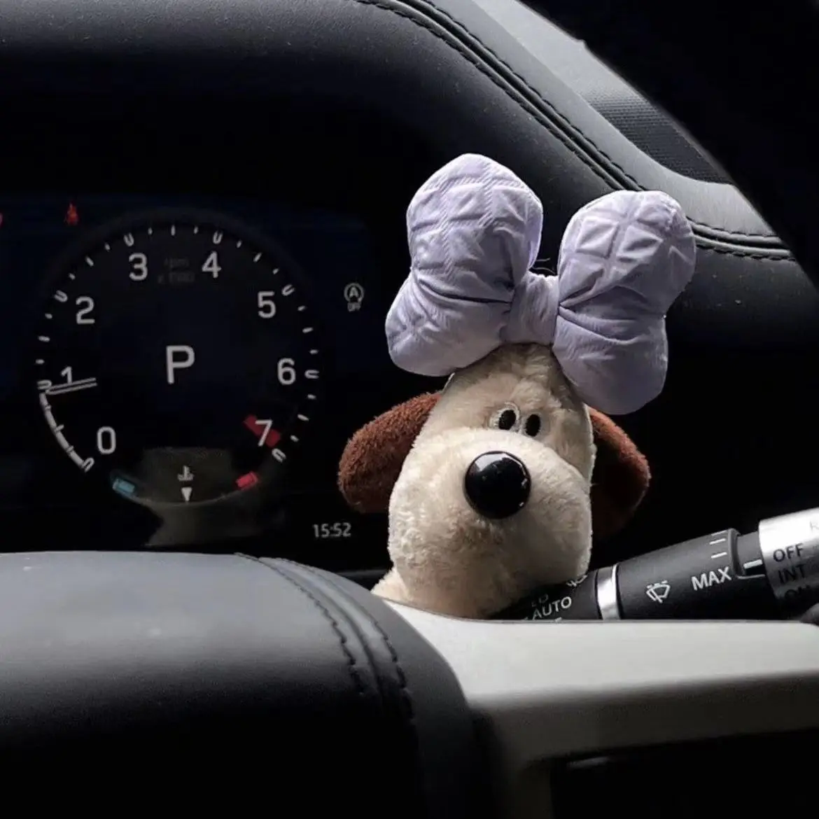 Cute Bowknot Dog Car Suspension Decoration Plush Doll Decoration Girl Creative Birthday Gift Car Accessory Women car interior accessories