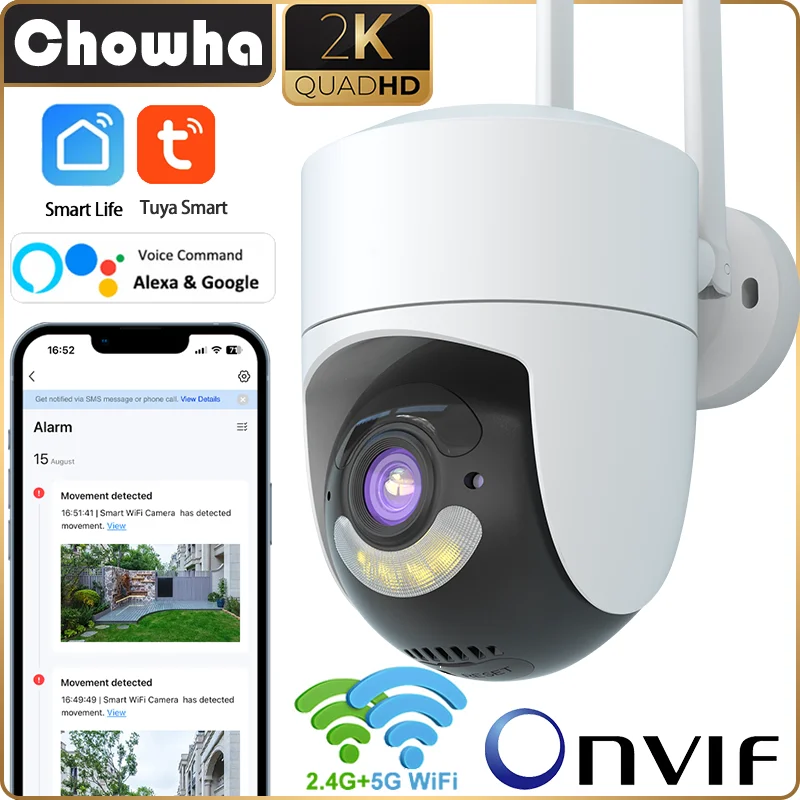 Onvif Outdoor Tuya Wifi Ip Camera 4Mp Telecamera Di Sorveglianza Di Sicurezza Wireless Telecamera Per Interni Smart Home Auto Tracking Alexa 2.4G/5G C