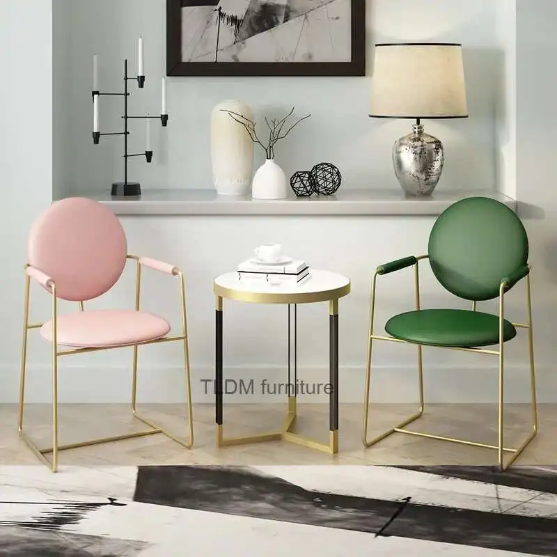 Nordic Dining Chair Golden Armchair Wrought Iron Restaurant Shop Chair Leisure Modern Minimalist Negotiate Light Luxury