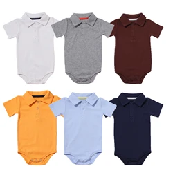 Barboteuse à manches courtes et col Polo pour nouveau né, combinaison décontractée, vêtements pour bébé fille et garçon, tenue d'été, 2022 